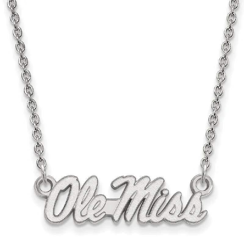 Stylish Necklace for Daily Wear-14k White Gold U of Mississippi Ole Miss Script Pendant Necklace