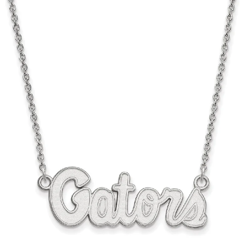 Sparkly Necklace for Fashion Forward Women-14k White Gold U of Florida Small Gators Pendant Necklace