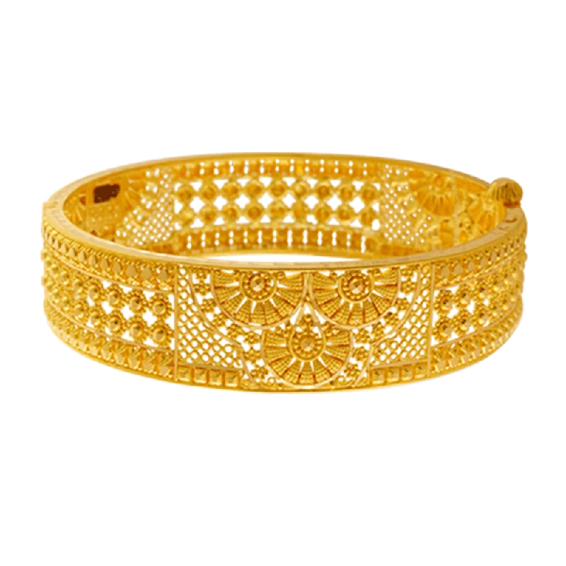 Luxury Silver Bangles with Gemstones-22KT Yellow Gold Bangle For Women