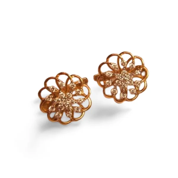 Butterfly Earrings for Girls-Gorgeous 14K Pink Rose Gold Diamond Floral Flower Lever Back Earrings