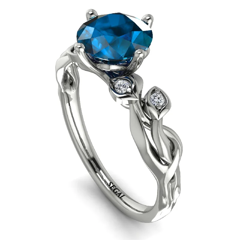 Unique Custom Ring for Special Moments-14K Gold Radiant Blue Topaz Flower Harmony Ring - Autumn No. 503