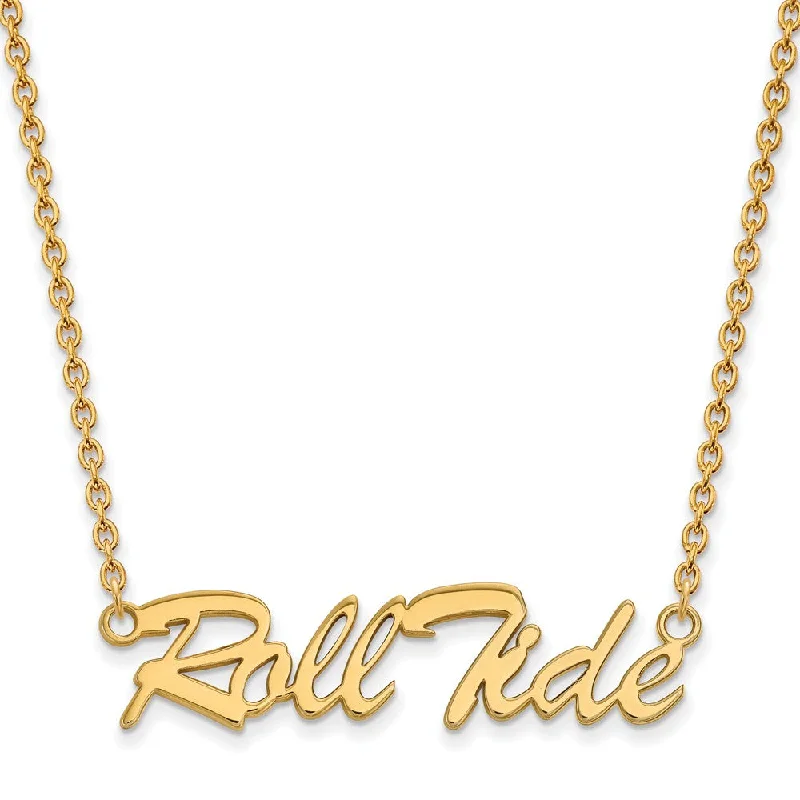 Crystal Necklace for Special Occasions-14k Gold Plated Silver U of Alabama Medium Script Necklace