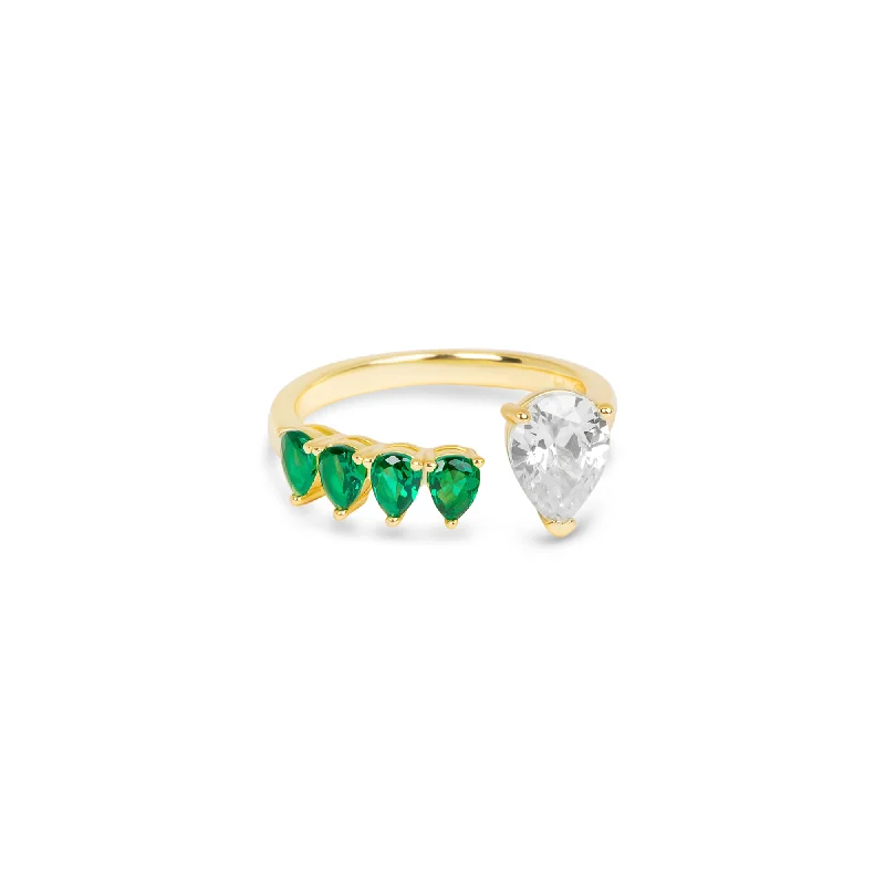 Elegant Gemstone Ring for Special Events-THE PEAR CUT EMERALD RING