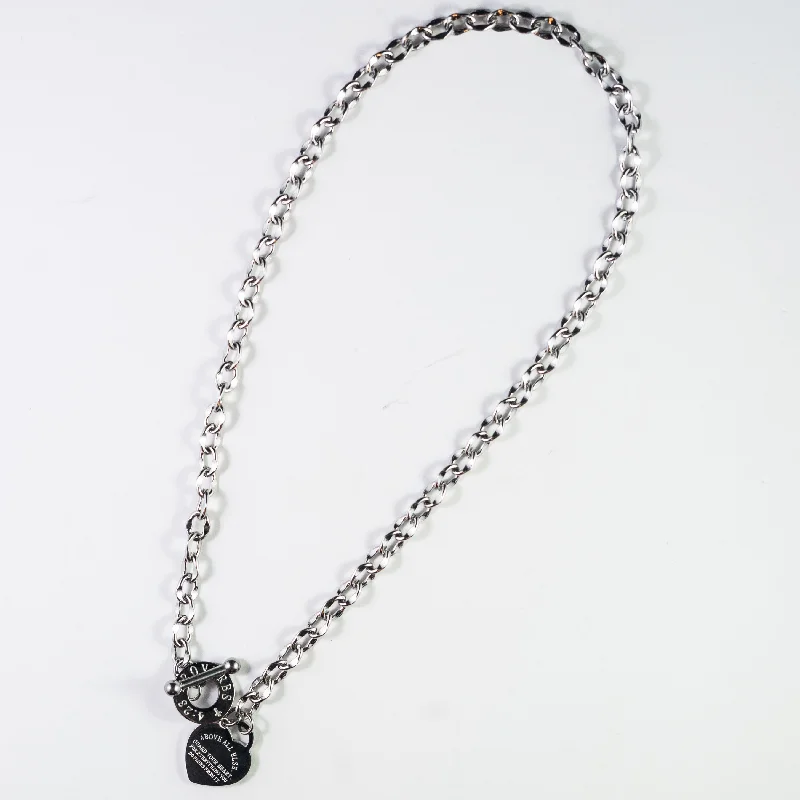 Long Silver Necklace for Women-Guarded Heart Necklace