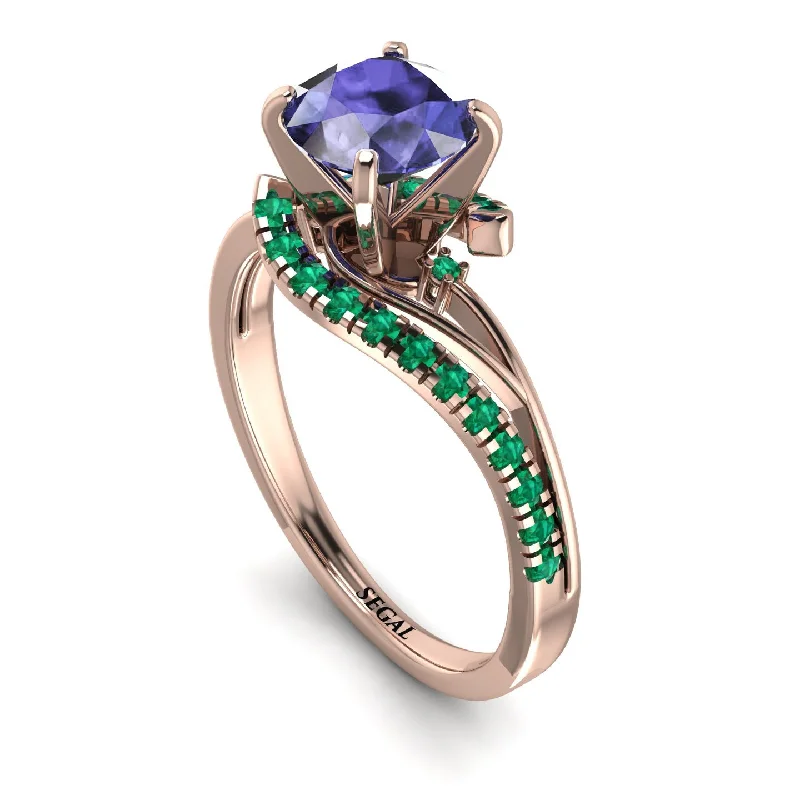 Custom Ring for Proposal-Twist Shank Tanzanite Engagement Ring - Maria No. 205