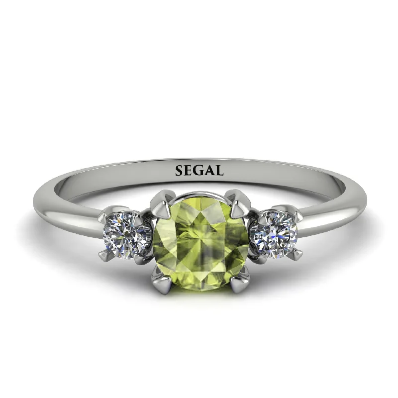 Personalized Birthstone Ring for Mom-Classic Three Stone Peridot Engagement Ring - Valentina No. 703