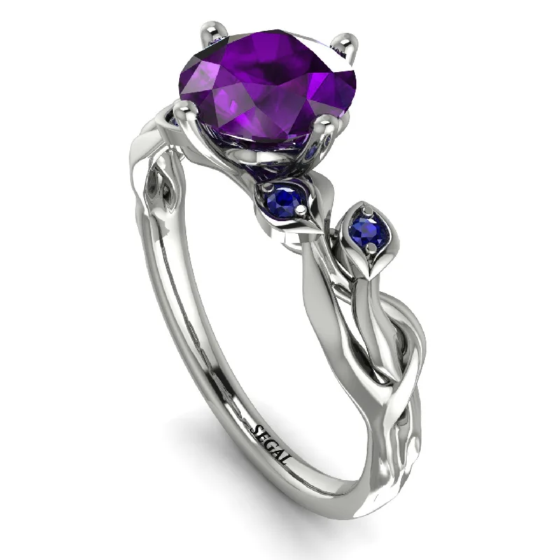 Handcrafted Engagement Ring for Women-14K Gold Radiant Amethyst Flower Harmony Ring - Autumn No. 315