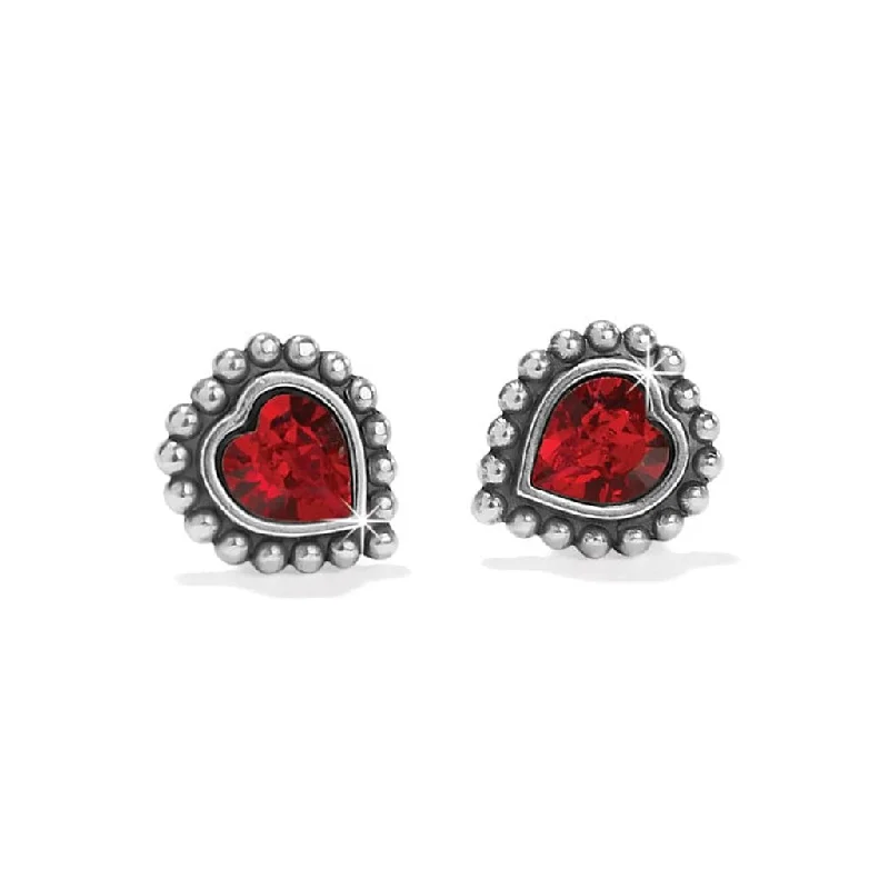 Casual Earrings for Summer Looks-Brighton: Shimmer Heart Mini Post Earrings in Silver Red