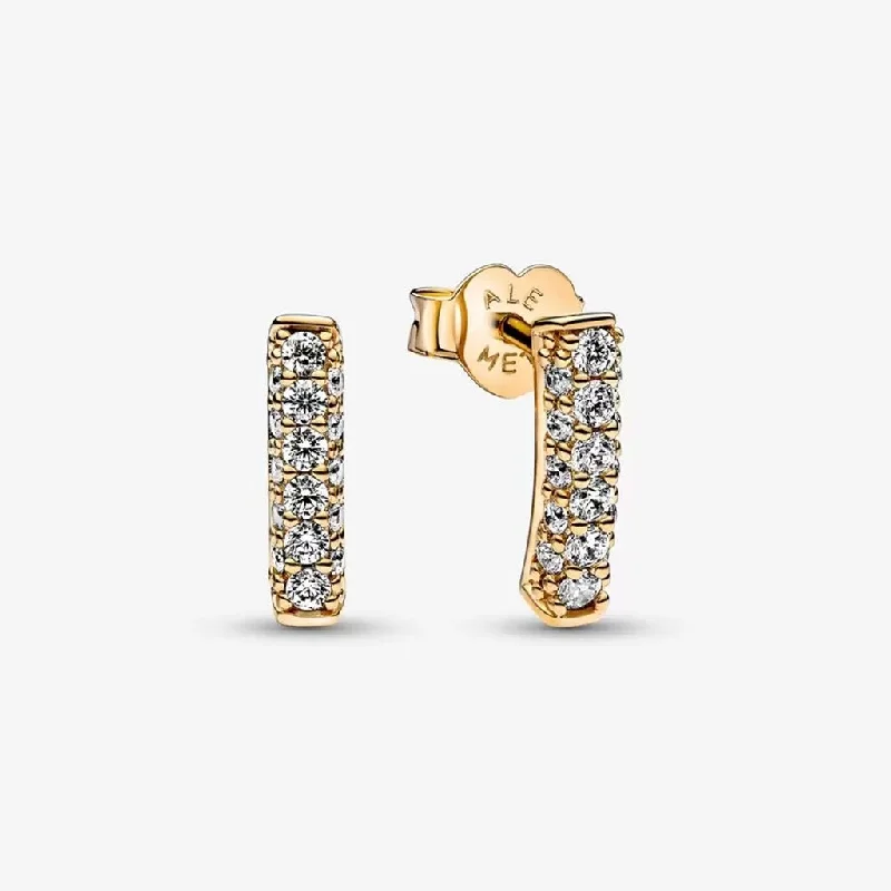 Flower Shaped Earrings-PANDORA : Pandora Timeless Pavé Single-row Bar Stud Earrings