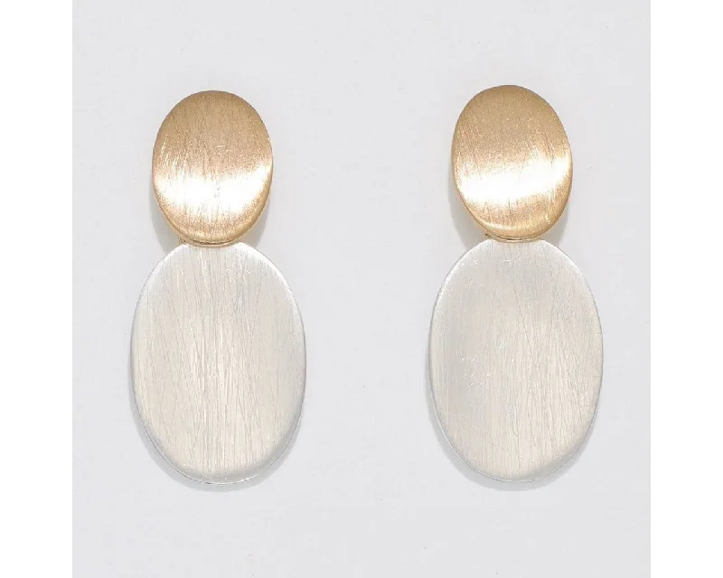 Unique Gem Earrings for Trendsetters-Periwinkle by Barlow : Two-Tone lightly Brushed Round Drops - Earrings