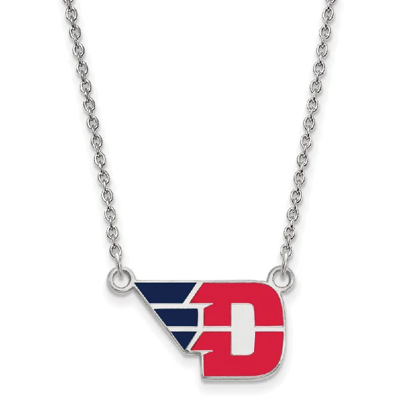 Stylish Gem Necklace for Women-Sterling Silver U of Dayton Small Enamel Pendant Necklace