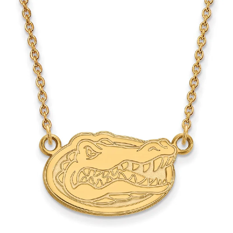 Simple Gold Pendant Necklace-14k Gold Plated Silver U of Florida Small Gator Pendant Necklace