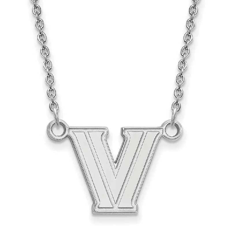 Classic Gemstone Necklace for Weddings-Sterling Silver Villanova U Small Pendant Necklace