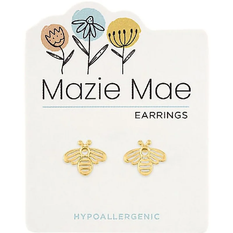 Vintage Drop Earrings for Women-Center Court : Gold Bee Stud Mazie Mae Earrings