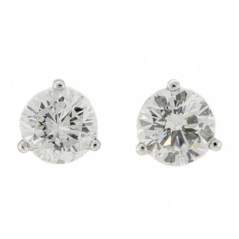 Fashionable Stud Earrings for Women-1.80ctw Round Diamond I/SI2 Solitaire Stud Earrings in 14K White Gold