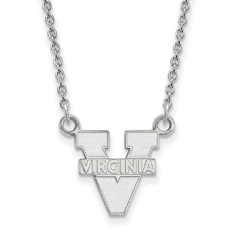 Bridal Necklace with Crystals-14k White Gold U of Virginia Small 'V' Logo Pendant Necklace