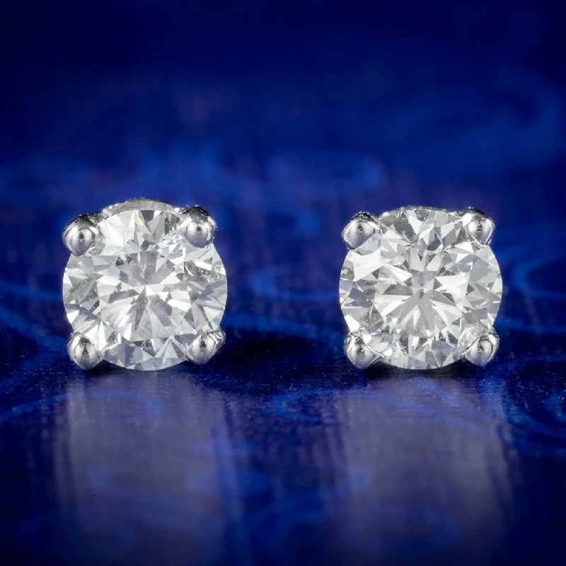 Fashion Forward Earrings for Teen Girls-Edwardian Style Diamond Solitaire Stud Earrings 0.60ct Of Diamond