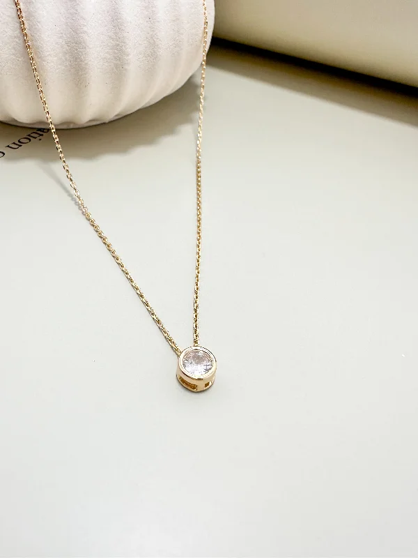 Simple Silver Chain Necklace-Velani Jewelry Solitaire Diamond Necklace