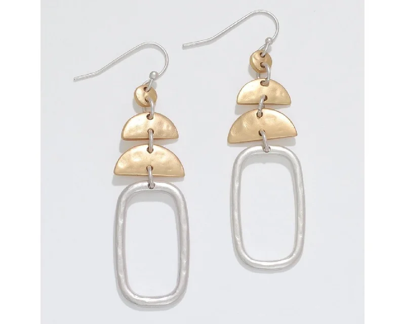 Gold Earrings for Formal Occasions-Periwinkle by Barlow : Matte Two-Tone Hammered Drops - Earrings