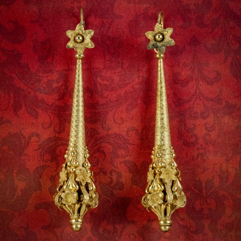 Elegant Stud Earrings for Casual Wear-Antique Georgian Night And Day Earrings Pinchbeck 18ct Gold Gilt