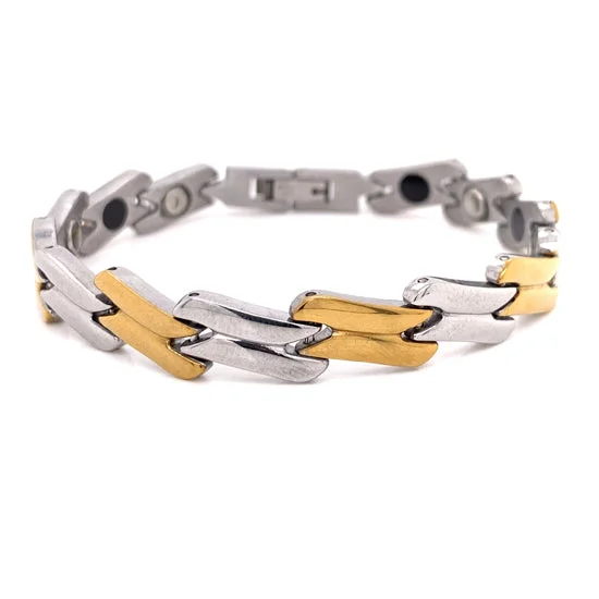 Stackable Charm Bracelets for Trendy Looks-Stainless Steel And Gold PVD Coated Magnetic Bracelet / MBL024