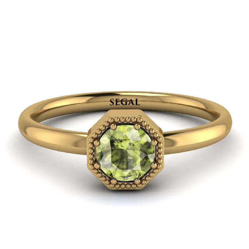 Custom Silver Ring for Special Gifts-Solitaire Vintage Peridot Ring - Delilah No. 701