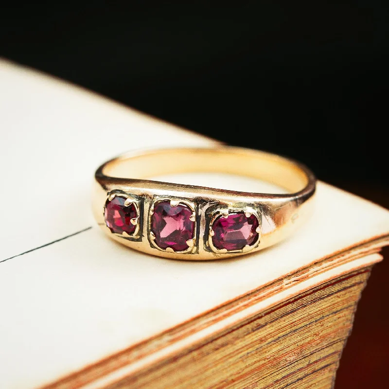 Beautiful Ruby Ring for Statement Look-Antique Victorian Almandine Garnet Ring