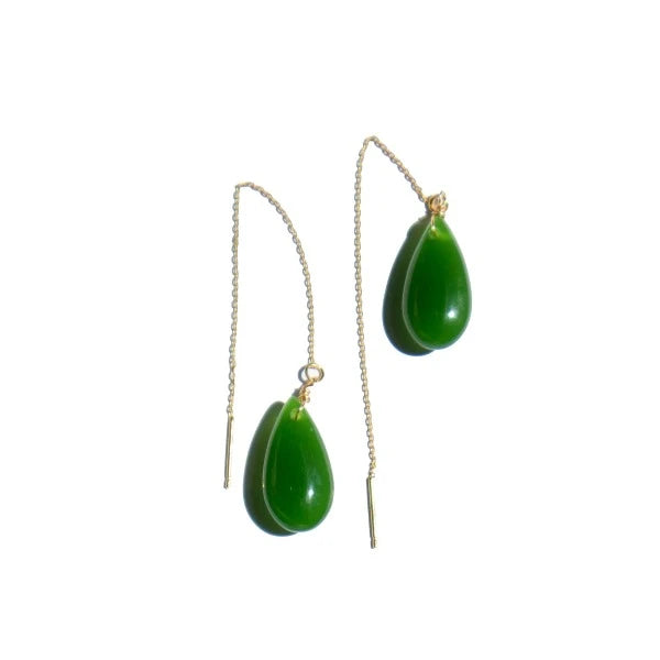 Gemstone Earrings for Evening-Waterdrop Jade Earrings