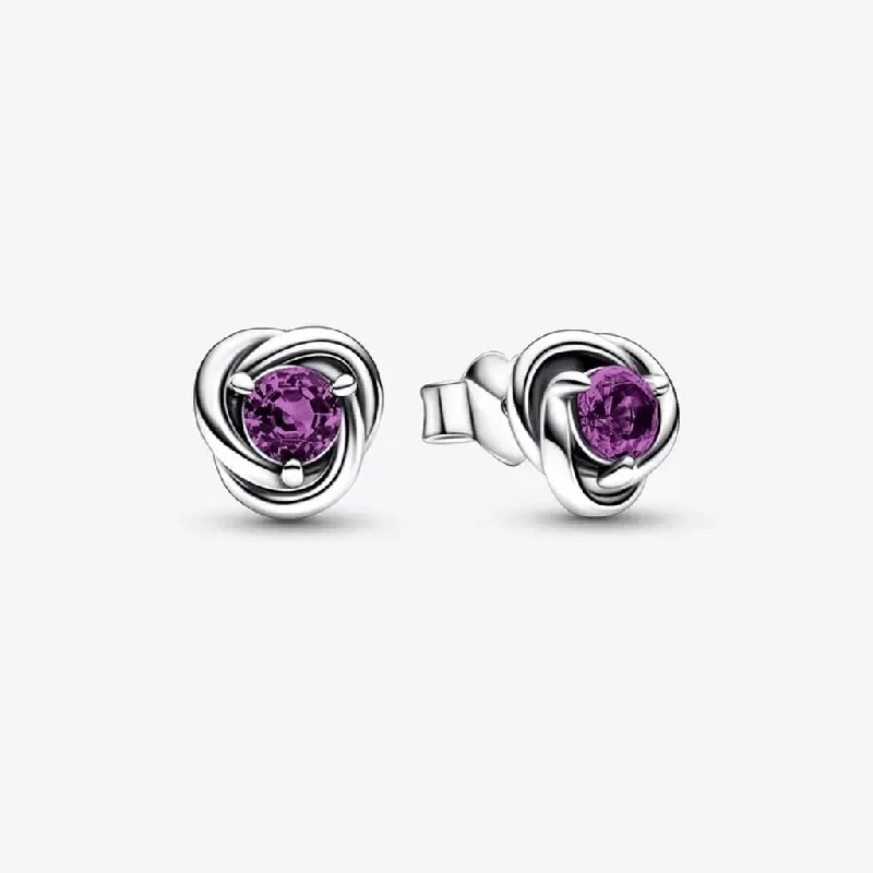 Drop Earrings for Formal Occasions-PANDORA : February Purple Eternity Circle Stud Earrings