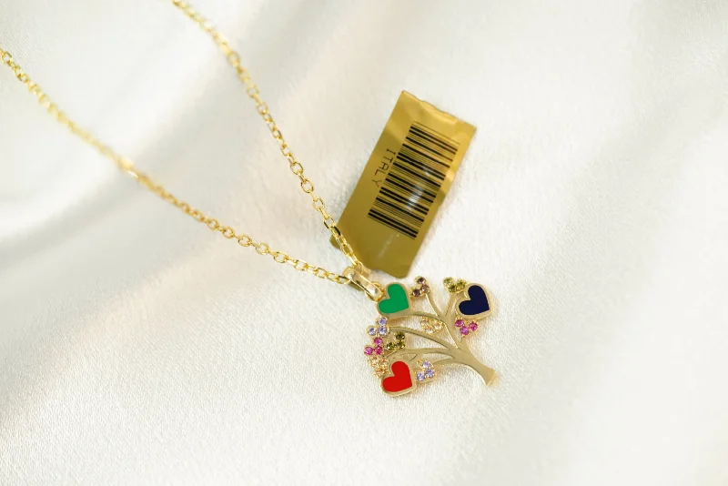 Gold Necklace with Charm for Fashion-14k Colors Tree Necklace