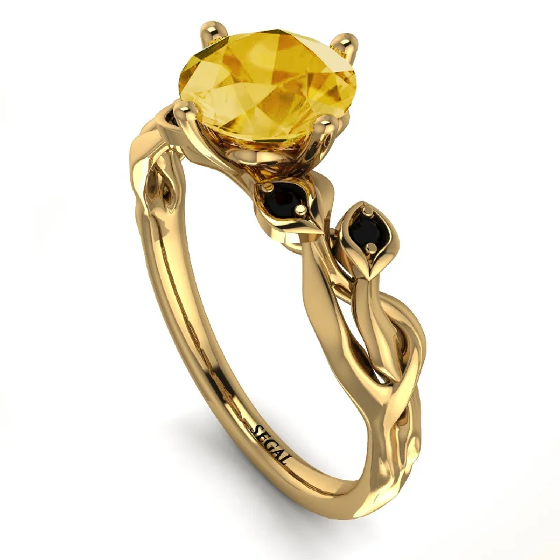 Large Engagement Ring for Women-14K Gold Radiant Citrine Flower Harmony Ring - Autumn No. 607