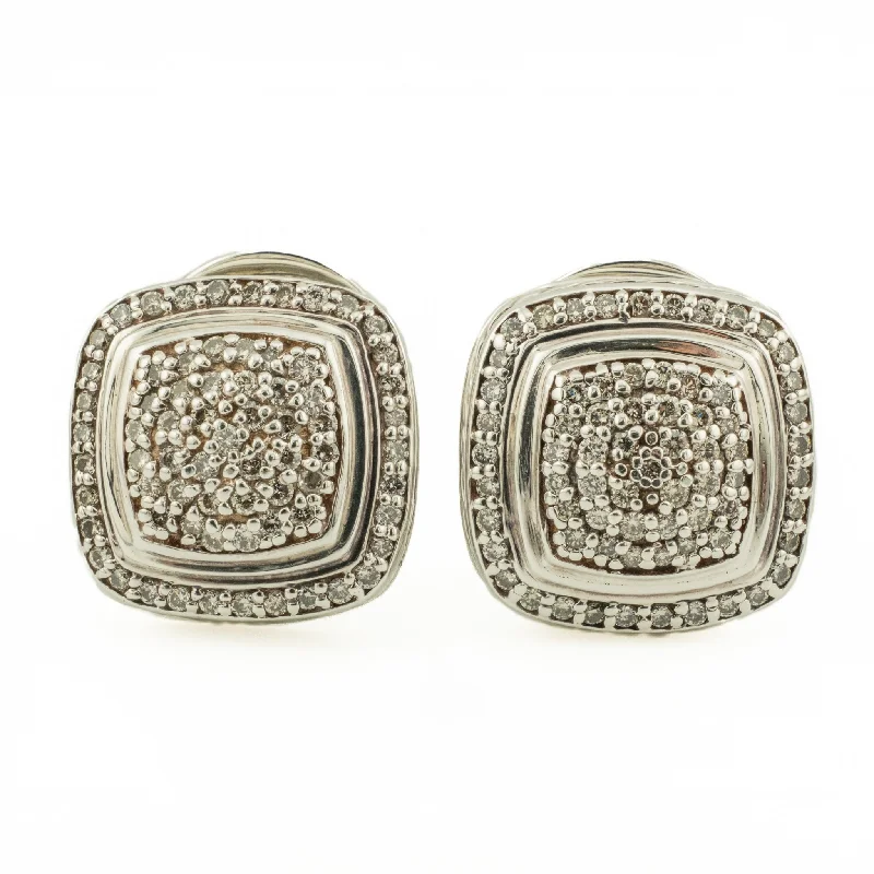 Gold Earrings for Evening Events-David Yurman Albion Pave Diamond Stud Earrings in Sterling Silver and 18K Yellow Gold