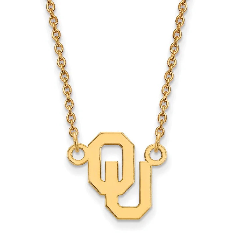 Artistic Necklace for Fashion Lovers-14k Yellow Gold Oklahoma Small Pendant Necklace