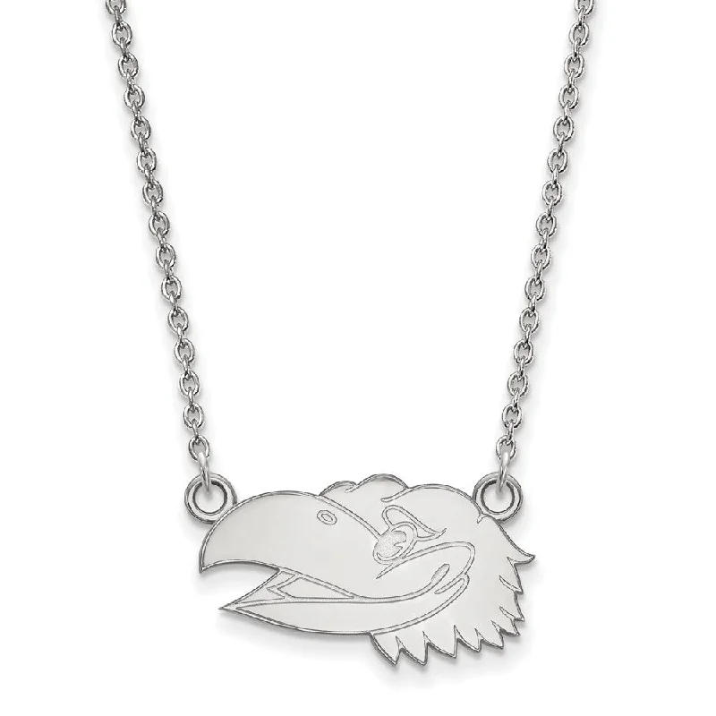 Gold Chain Necklace for Women-Sterling Silver U of Kansas Small Jayhawk Head Necklace