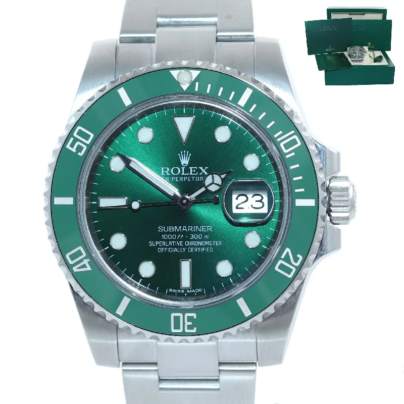 Black Watches for Elegant Look-2019 MINT Rolex Submariner Hulk 116610LV Green 40mm Ceramic Watch Box