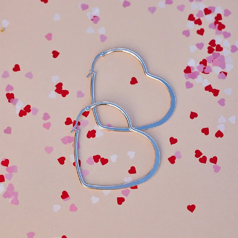 Crystal Stud Earrings for Weddings-Pura Vida : Oversized Heart Hoop Earrings