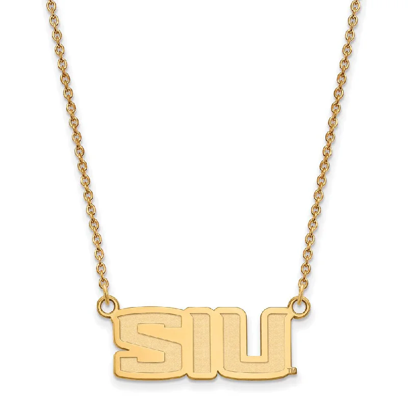 Bold Fashion Necklace for Evening Events-14k Gold Plated Silver Southern Illinois U Small Pendant Necklace