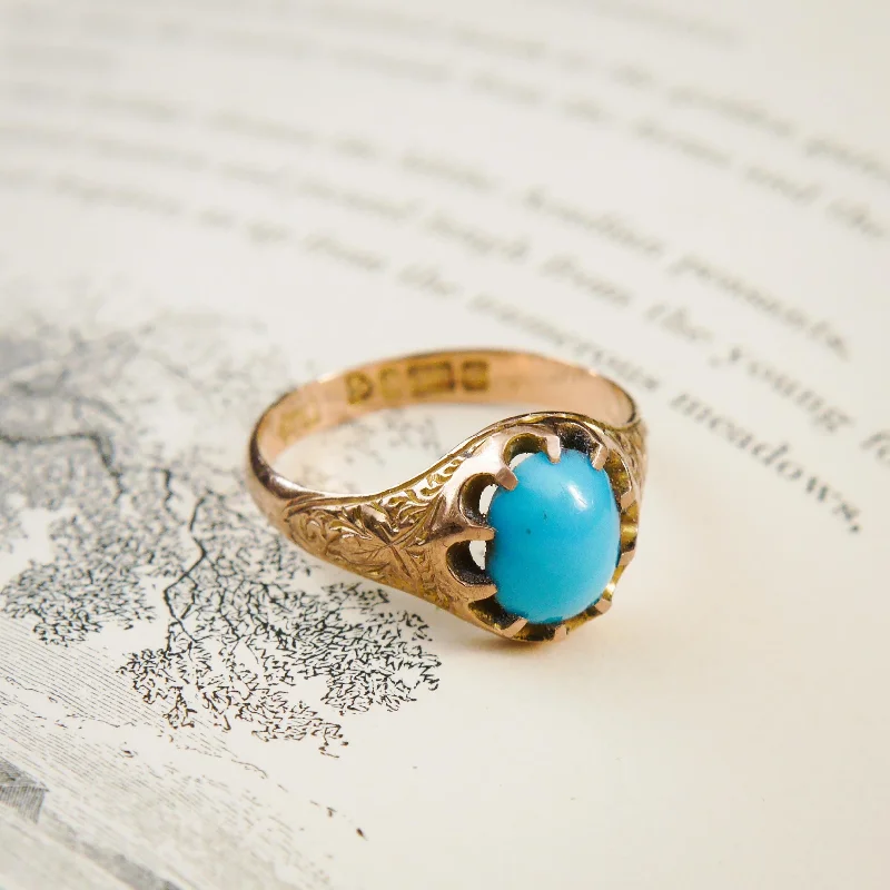 Personalized Gemstone Ring for Gifts-Romantic Date 1907 Turquoise & Gold Ring