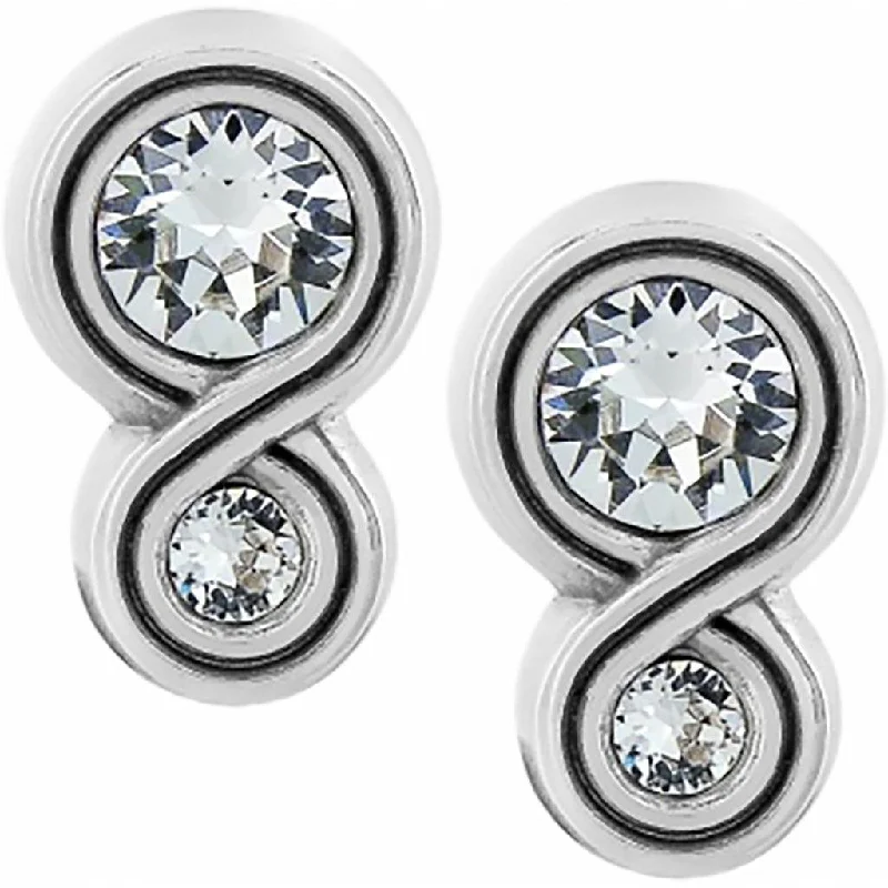 Beautiful Earrings for Weddings-Brighton : Infinity Sparkle Post Earrings in Silver