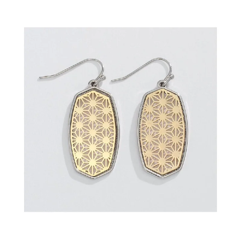 Handcrafted Drop Earrings for Unique Look-Periwinkle by Barlow : Intricate Two-Tone Filigree Pattern- Earrings