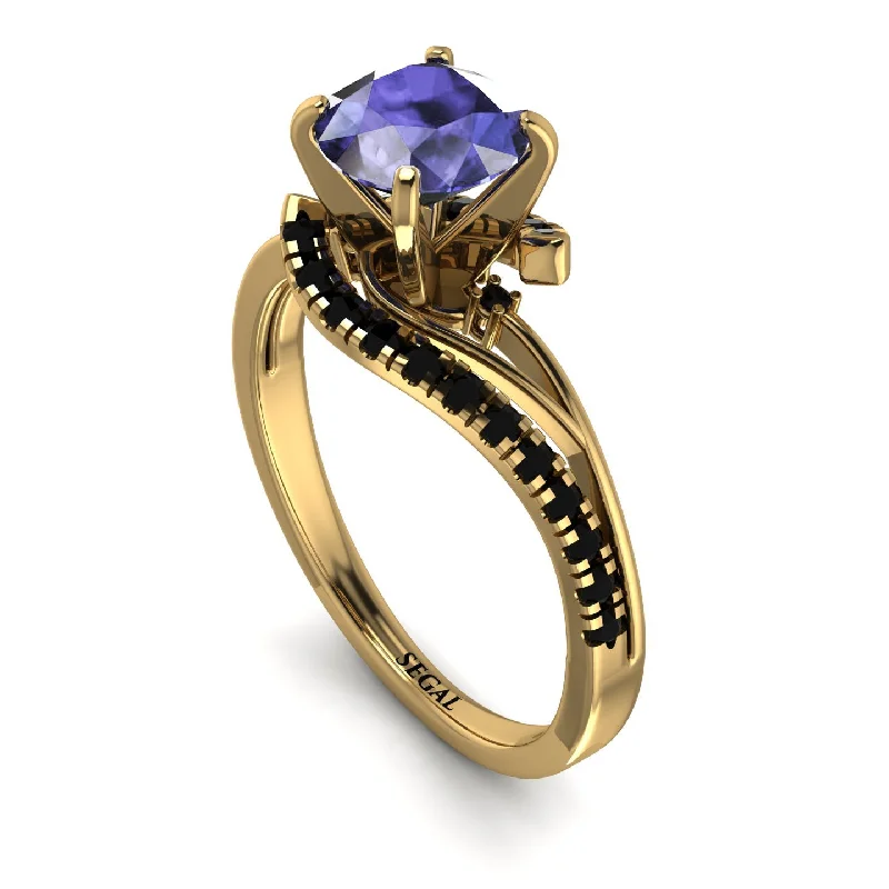 Custom Wedding Ring for Personalized Style-Twist Shank Tanzanite Engagement Ring - Maria No. 207