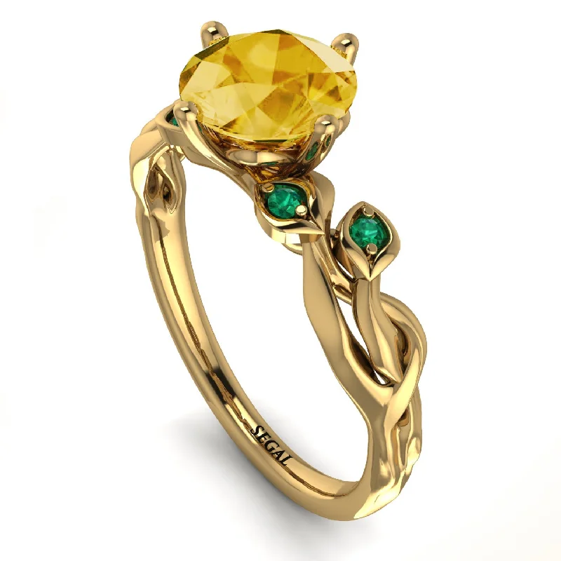 Bold Stackable Rings for Fashion-14K Gold Radiant Citrine Flower Harmony Ring - Autumn No. 604