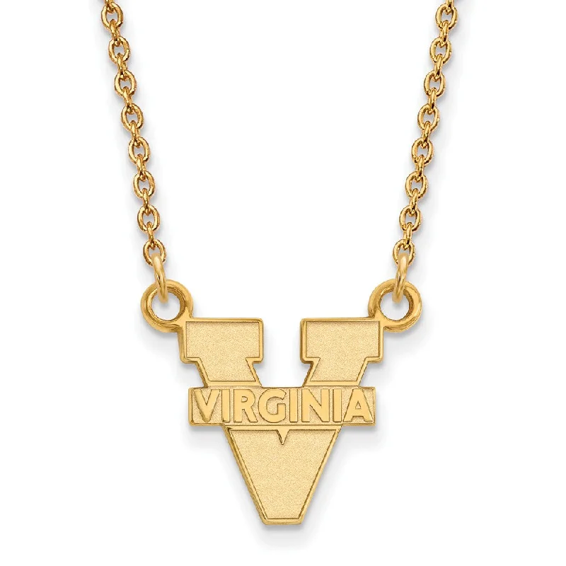 Simple Chain Necklace for Men-14k Yellow Gold U of Virginia Small 'V' Logo Pendant Necklace