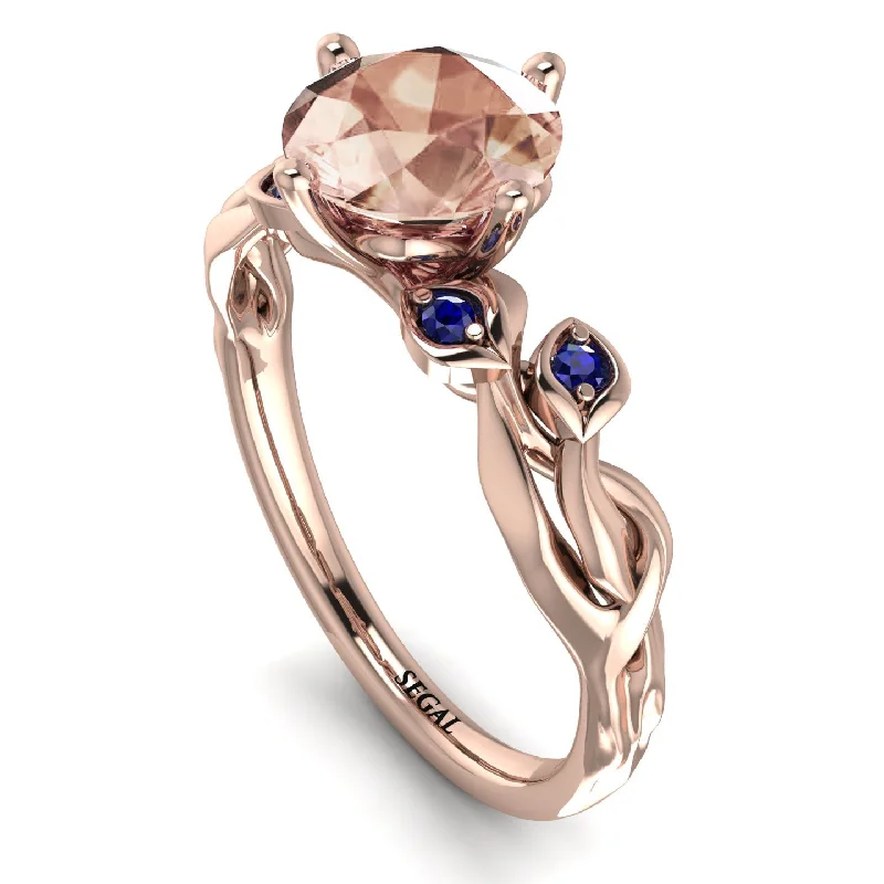 Large Gemstone Ring for Statement-14K Gold Radiant Morganite Flower Harmony Ring - Autumn No. 914