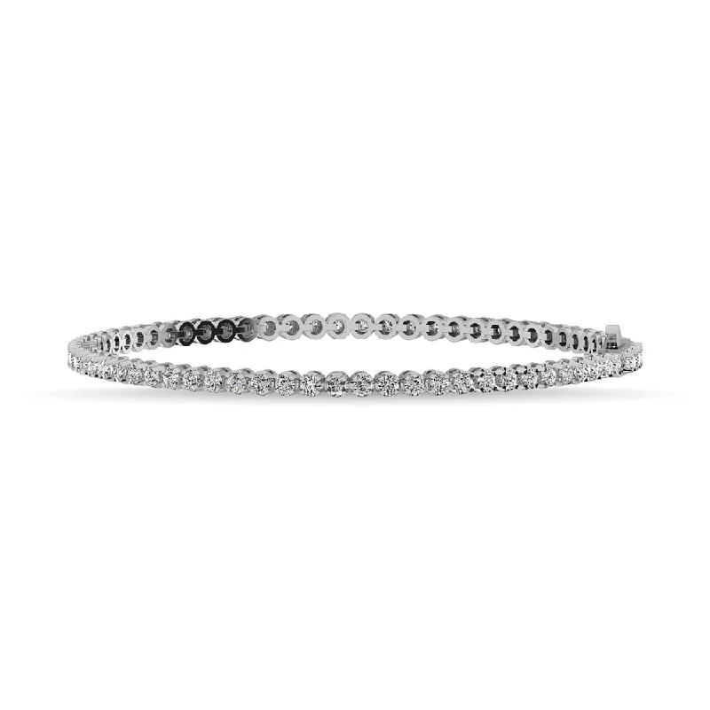 Trendy Leather Bracelet for Men-Diamond 2 Ct.Tw. 14K White Gold  Tennis Bracelet