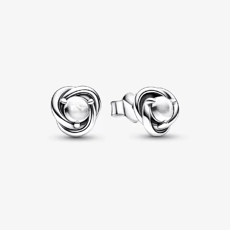 Chic Drop Earrings-PANDORA : April Birthstone Eternity Circle Stud Earrings