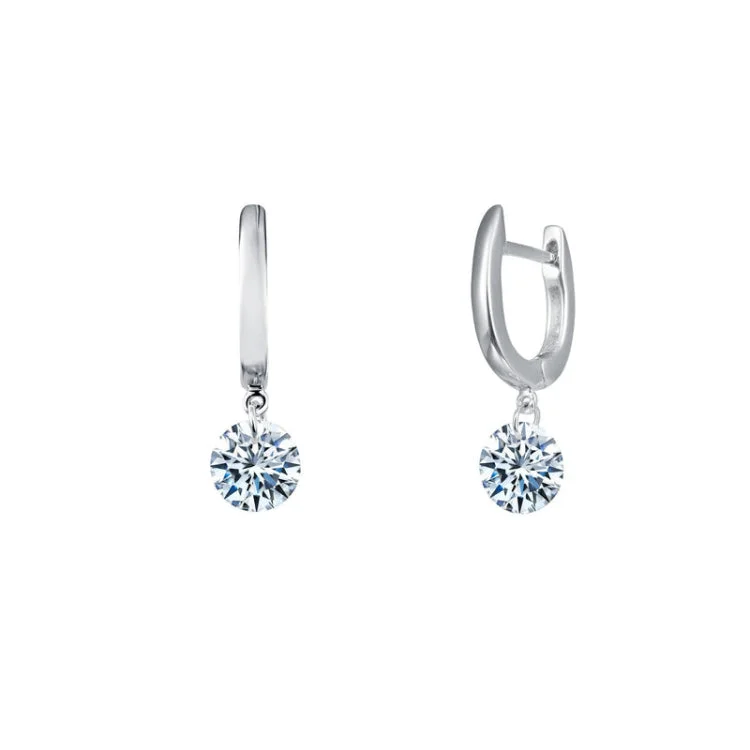 Large Drop Earrings for Fashion-Frameless Drop Solitaire Earrings