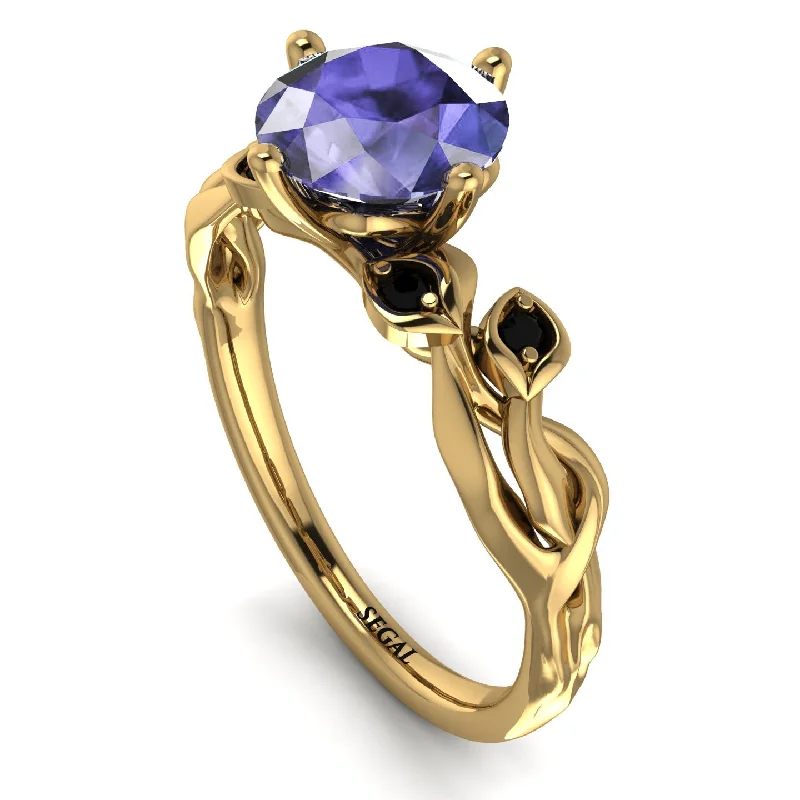 Diamond Ring for Women-14K Gold Radiant Tanzanite Flower Harmony Ring - Autumn No. 207