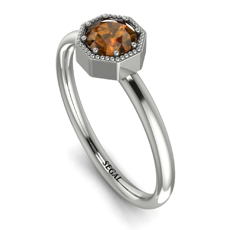 Designer Ring for Women-Solitaire Vintage Brown Diamond Ring - Delilah No. 1103