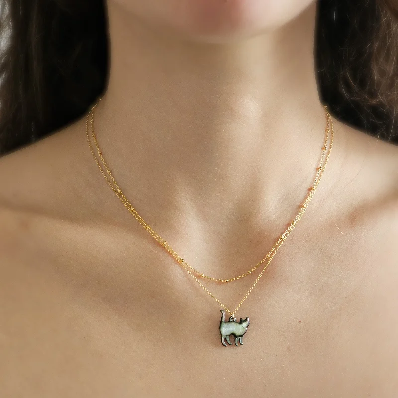 Customizable Charm Necklace-Little Cat Necklace